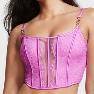 Victoria’s Secret Rhinestone Chain Strap Lace Bra Top | Medium
